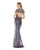 Morrell Maxie - 15912 Sequined Bateau Sheath Dress With Train in Purple