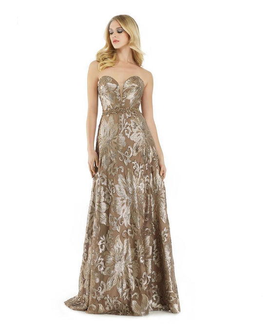 Morrell Maxie - 15916 Sequined Deep Sweetheart A-line Dress in Brown