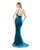 Morrell Maxie - 15933 Sleeveless Velvet Deep V-neck Trumpet Dress in Green