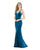 Morrell Maxie - 15933 Sleeveless Velvet Deep V-neck Trumpet Dress in Green