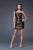 La Femme - 15937 Sequin Embellished Ruched Cocktail Dress  in Black and Gold