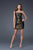 La Femme - Sequin Embellished Ruched Cocktail Dress 15937 In Black and Gold