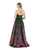 Morrell Maxie - 15940 Sleeveless Mikado Deep V-neck Jacquard Ballgown in Black and Pink