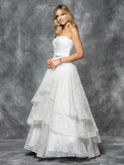 Colors Dress - 1594 Lace Layered Evening Dress in White