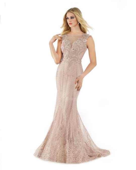 Morrell Maxie - 15960 Embroidered Tulle Mermaid Dress With Train in Pink