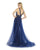Morrell Maxie - 15962 Lace Embroidered V-neck Dress With Overskirt in Blue and Neutral