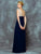 Colors Dress - 1596 Sequined V Neck Cap Sleeves Long Dress in Blue