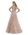Morrell Maxie - 15975 Embroidered Tulle Over Lace V Neck A-Line Gown in Pink