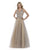 Morrell Maxie - 15978 Embroidered Plunging V-neck Tulle A-line Dress in Gray and Neutral