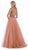 Morrell Maxie - 15984 Plunge Notched Cap Sleeve Beaded Lace Gown
