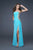 La Femme - 15985 Strapless Long Gown with Shimmering Sheer Side In Blue and Gold
