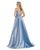 Morrell Maxie - 15991 Embellished V-neck Pleated Ballgown in Blue