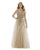Morrell Maxie - 15999 Embellished Plunging V-neck Tulle A-line Dress in Neutral