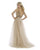 Morrell Maxie - 15999 Embellished Plunging V-neck Tulle A-line Dress in Neutral