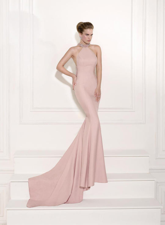 Tarik Ediz - Pearl Embellished Gown 92453 in Pink