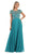 May Queen - Bejeweled Cap Sleeve Illusion Scoop Evening Dress