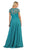 Bejeweled Cap Sleeve Illusion Scoop Evening Dress