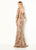 Cameron Blake - 219691W Metallic Embroidered V-neck Trumpet Dress In Brown