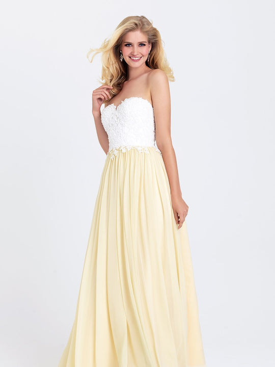 Madison James - 16-311 Dress in White Yellow