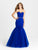 Madison James Strapless Ruched Fitted Trumpet Gown - 1 pc Royal In Size 08 Available In Blue