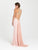 Madison James 16-396 Embroidered High Halter Neck Fitted Evening Gown 1Pc. Aqua in size 8 Available