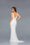 Scala - 48937 Sequined V-neck Trumpet Dress In White
