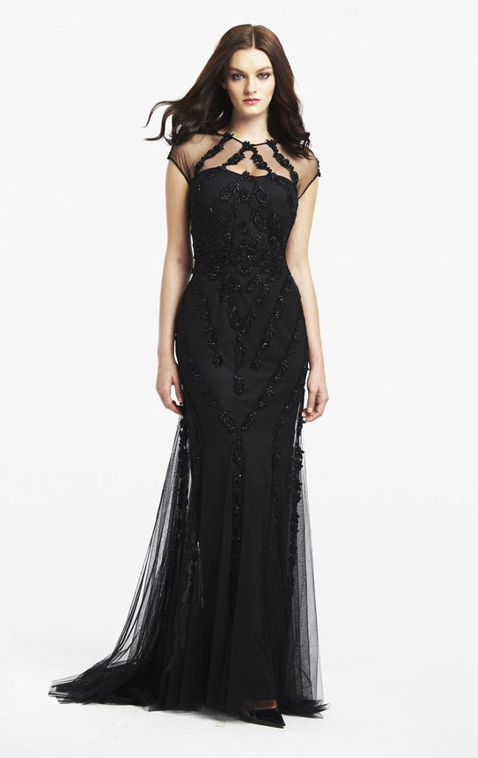 Daymor Couture - Floral Sheath Gown 160 in Black