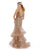Morrell Maxie - 16004 Lace Deep V-neck Tiered Mermaid Dress in Neutral and Pink