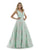Morrell Maxie - 16011 Sleeveless Illusion V Neck Brocade Mikado Gown in Green