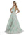 Morrell Maxie - 16011 Sleeveless Illusion V Neck Brocade Mikado Gown in Green