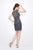Primavera Couture - Sparkly Jeweled Mini Dress with Sheer Back 1601 in Gray