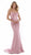 Morrell Maxie - 16021 Draped Neckline Satin Charmeuse Formal Dress in Pink