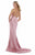 Morrell Maxie - 16021 Draped Neckline Satin Charmeuse Formal Dress in Pink