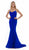 Morrell Maxie - 16021 Draped Neckline Satin Charmeuse Formal Dress in Blue