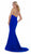 Morrell Maxie - 16021 Draped Neckline Satin Charmeuse Formal Dress in Blue