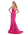 Morrell Maxie - 16022 Sleeveless V Neckline Satin Charmeuse Gown in Pink