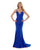 Morrell Maxie - 16022 Sleeveless V Neckline Satin Charmeuse Gown in Blue