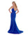 Morrell Maxie - 16022 Sleeveless V Neckline Satin Charmeuse Gown in Blue