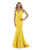 Morrell Maxie - 16022 Sleeveless V Neckline Satin Charmeuse Gown in Yellow