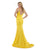 Morrell Maxie - 16022 Sleeveless V Neckline Satin Charmeuse Gown in Yellow