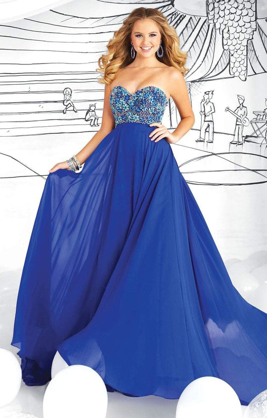 Tiffany Homecoming - 16028 Embellished Strapless Chiffon Gown In Blue