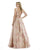 Morrell Maxie - 16028 Metallic Brocade Print Pleated A-line Dress in Pink