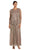Embroidered Circle Skirt Three Piece Gown 1602 in Brown