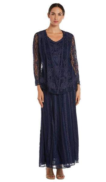 Soulmates - Embroidered Circle Skirt Three Piece Gown 1602 In Blue