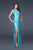 La Femme - 16033 Bejeweled Asymmetric Sheath Dress In Blue