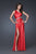 La Femme - 16033 Bejeweled Asymmetric Sheath Dress In Red