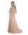 Morrell Maxie - 16035 V-neck Tulle Embroidered Dress With Overskirt in Pink