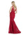Morrell Maxie - 16037 Plunging V-Neck Lace Embroidered Mermaid Gown In Red