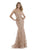 Morrell Maxie - 16039 Embellished Deep V-neck Tulle Trumpet Dress in Pink