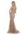 Morrell Maxie - 16039 Embellished Deep V-neck Tulle Trumpet Dress in Pink
